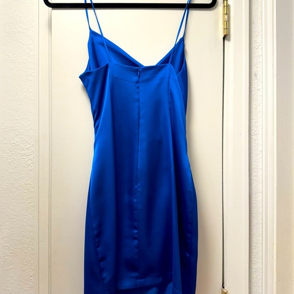 Zara Royal Blue Satin Effect Mini Dress. Size Small. - Picture 4 of 6